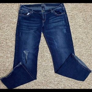 Women’s Vanity Bootcut Jeans Tyler Dark Blue Holes For￼ Design ￼Size 32W/31L